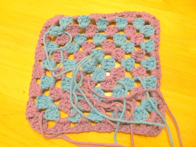 One Round Per Color Granny Square - Round 6 - Wrong Side